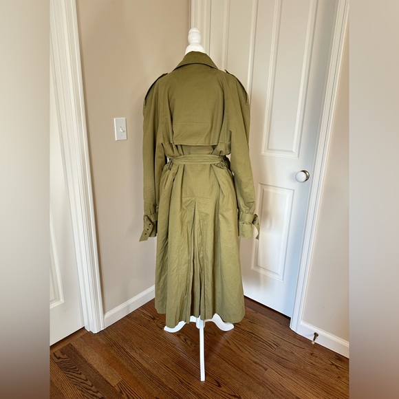 Vintage 1990s YSL Yves Saint Laurent Pour Homme Army Green Khaki Trench Coat - Picture 6 of 15